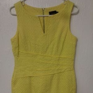 JUST TAYLOR yellow sleeveless textured sheath mini